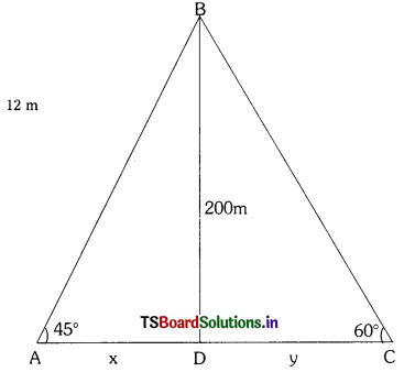 TS 10th Class Maths Important Questions Chapter 12 Applications of Trigonometry 4