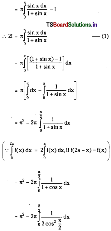 TS Inter 2nd Year Maths 2B Definite Integrals Important Questions 50