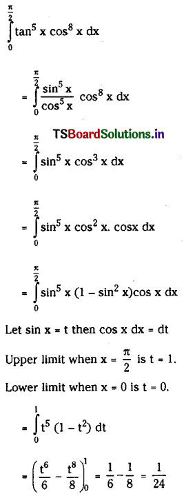 TS Inter 2nd Year Maths 2B Solutions Chapter 7 Definite Integrals Ex 7(c) II Q8